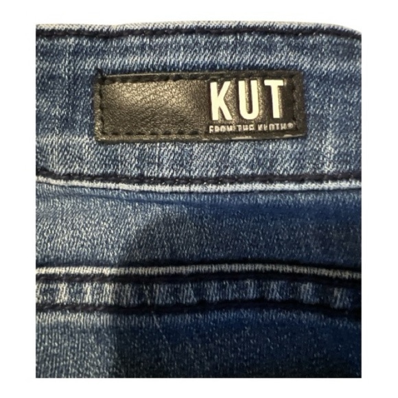 Kut from the Kloth Dark Blue Distressed Cropped Jeans - Picture 3 of 5